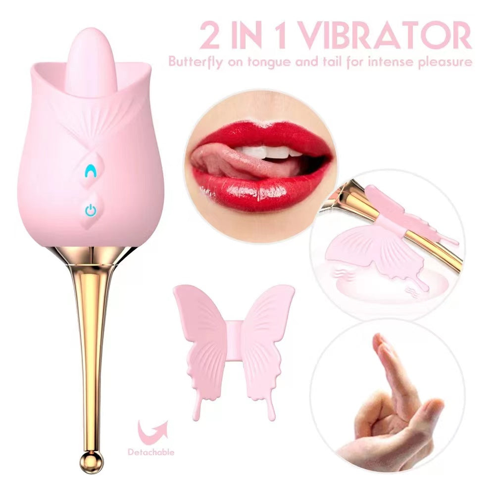 10-Frequency Vibration Tongue Licking Rose Vibrator