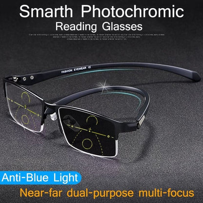 Titanium progressive far and near dual-use reading glasses-de