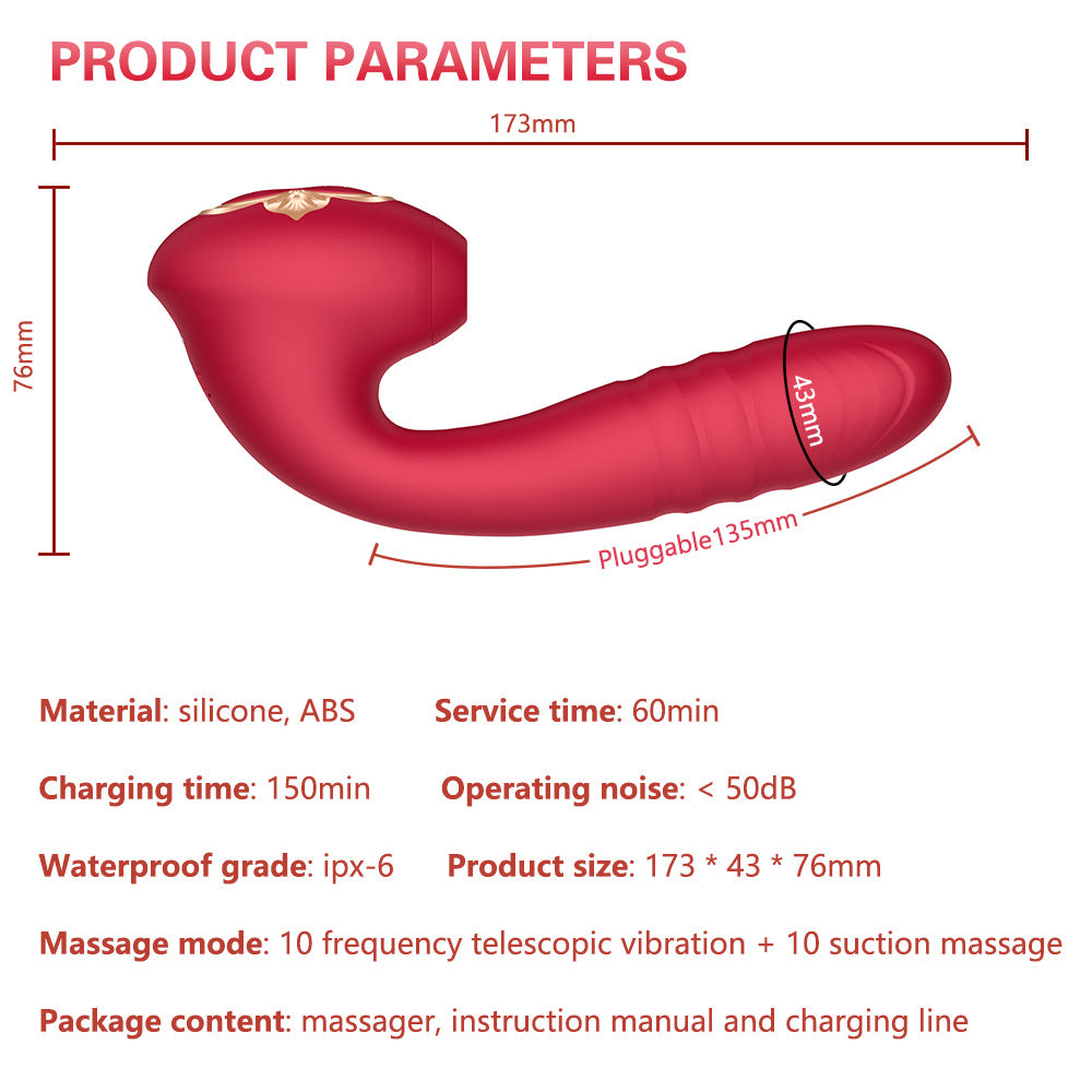 Lurevibe - Sucking Vibration Telescopic Vibrator Female Erotic Masturbation Device Adult Products