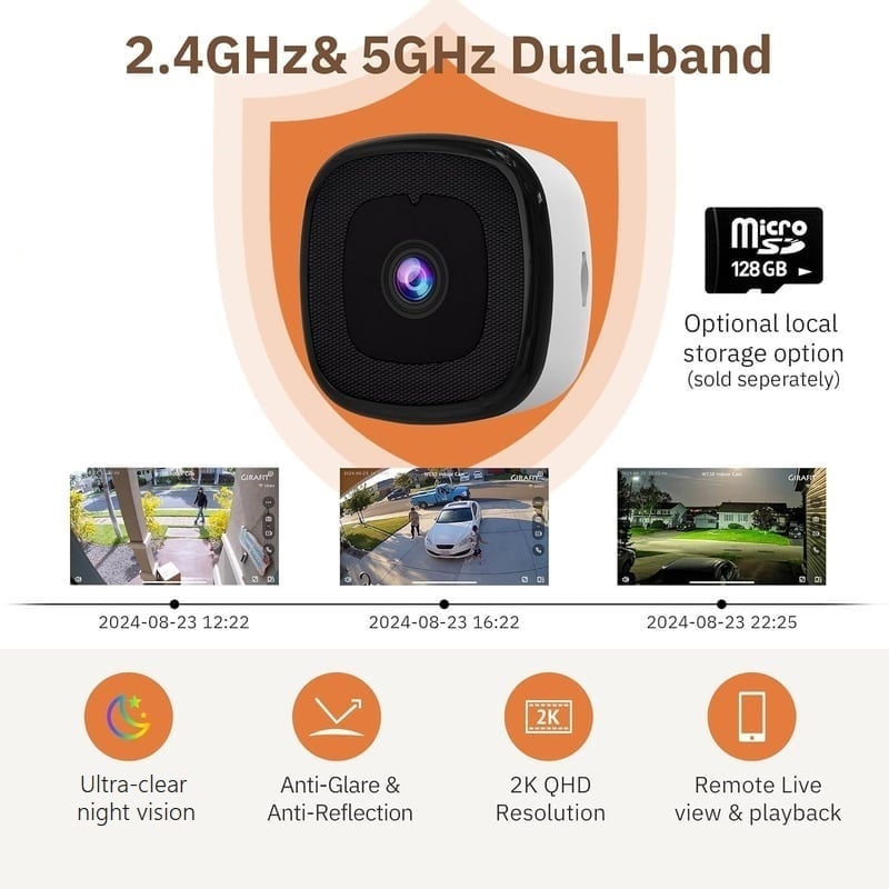 🎥crystal-clear 2K security camera 🌙Color Night Vision 🚨24/7 Recording & Smart Alerts