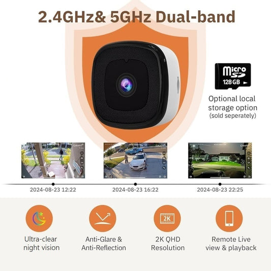🎥crystal-clear 2K security camera 🌙Color Night Vision 🚨24/7 Recording & Smart Alerts