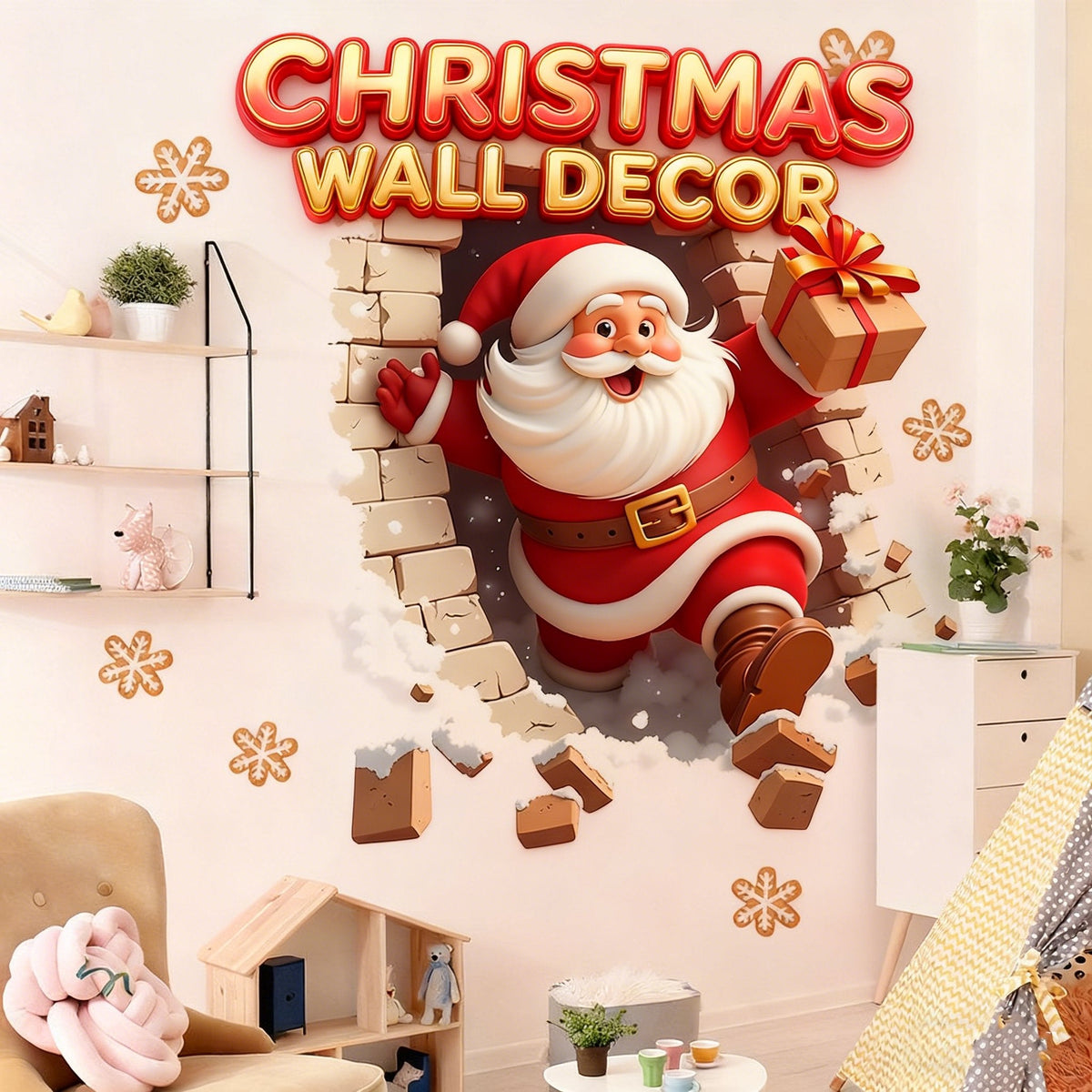 🔥Buy 5 Get 5[10Pcs &💥Free Shipping]Santa Claus Breakthrough Wall Stickers🎄