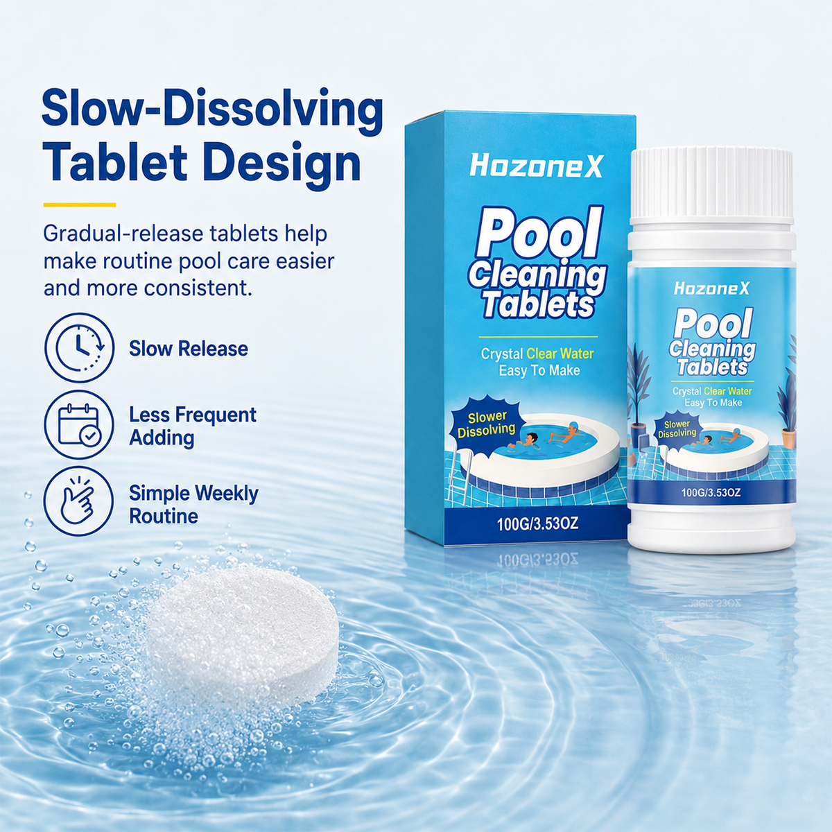 Pool Cleaning Tablets for Crystal Clear Water