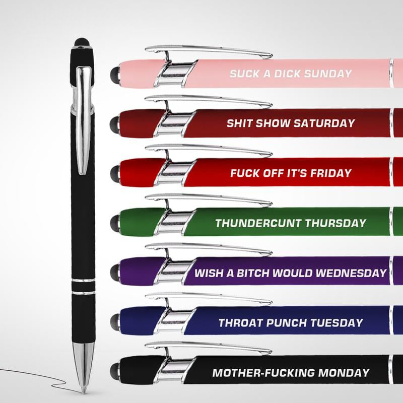 💝Funny Stress-Relief Daily Quotes Metal Ballpoint Pen Set (7 Pcs) | 🎁Office Christmas Gift Exchange