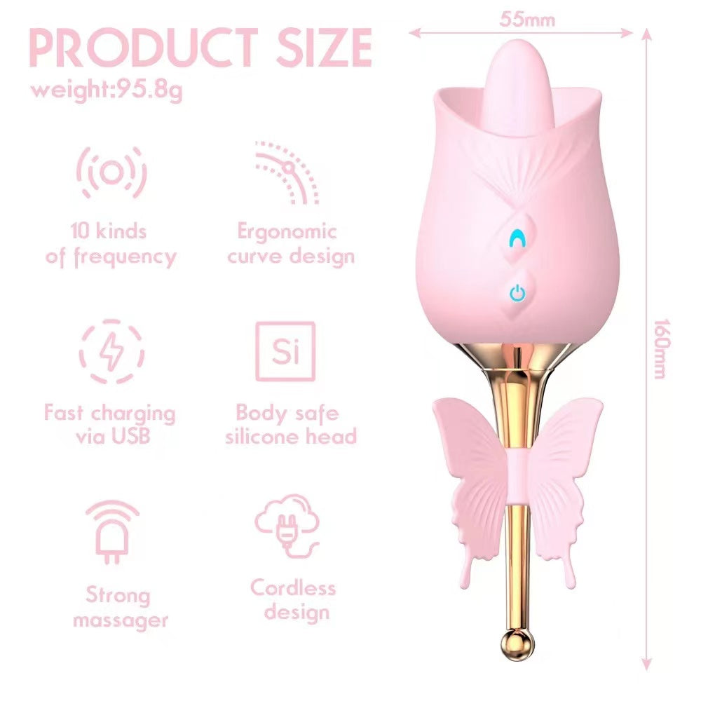 10-Frequency Vibration Tongue Licking Rose Vibrator