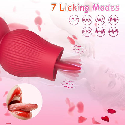 Lurevibe - Rose Sucking and Tongue Vibrator 2 in 1 Rose Toy