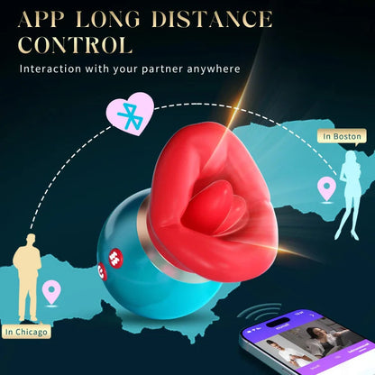 Lurevibe - 3 in 1 App Remote Control Big Mouth Vibrator With 360° Tongue Licking & Sucking & Vibrating