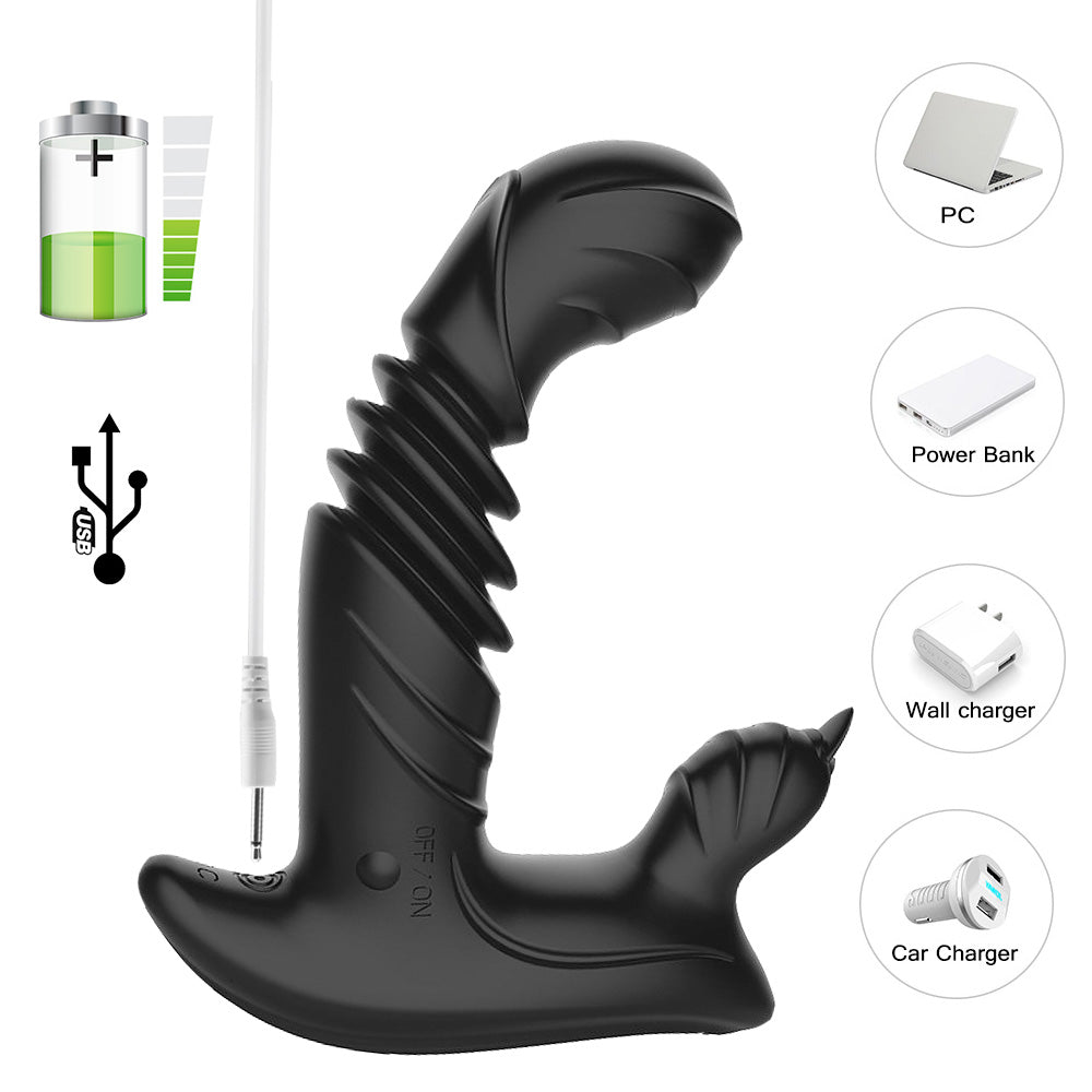 Lurevibe - Telescopic Prostate Massager For Men And Women Double Shock Masturbation G-spot Vestibule Anal Plug Sex Toy Wholesale