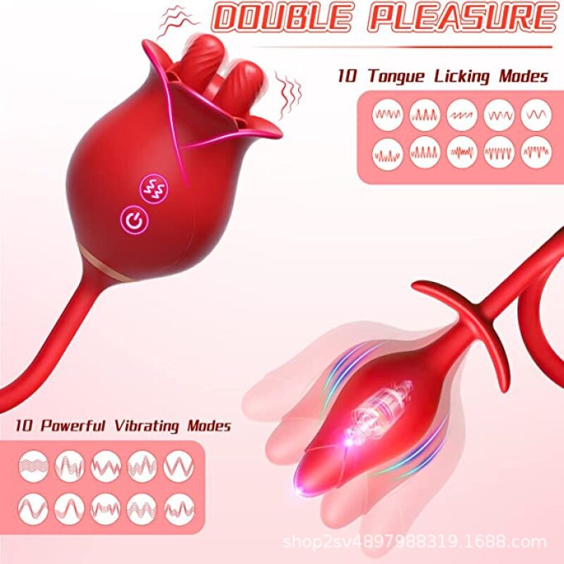 Lurevibe - Romeo Double-pistil Tongue-licking Rose Toy With Vibrating Anal Plug