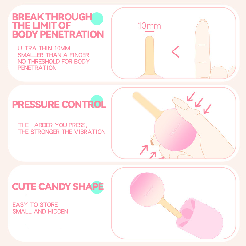 Pink Gradient Lollipop Pressure-sensitive Control Vibrator