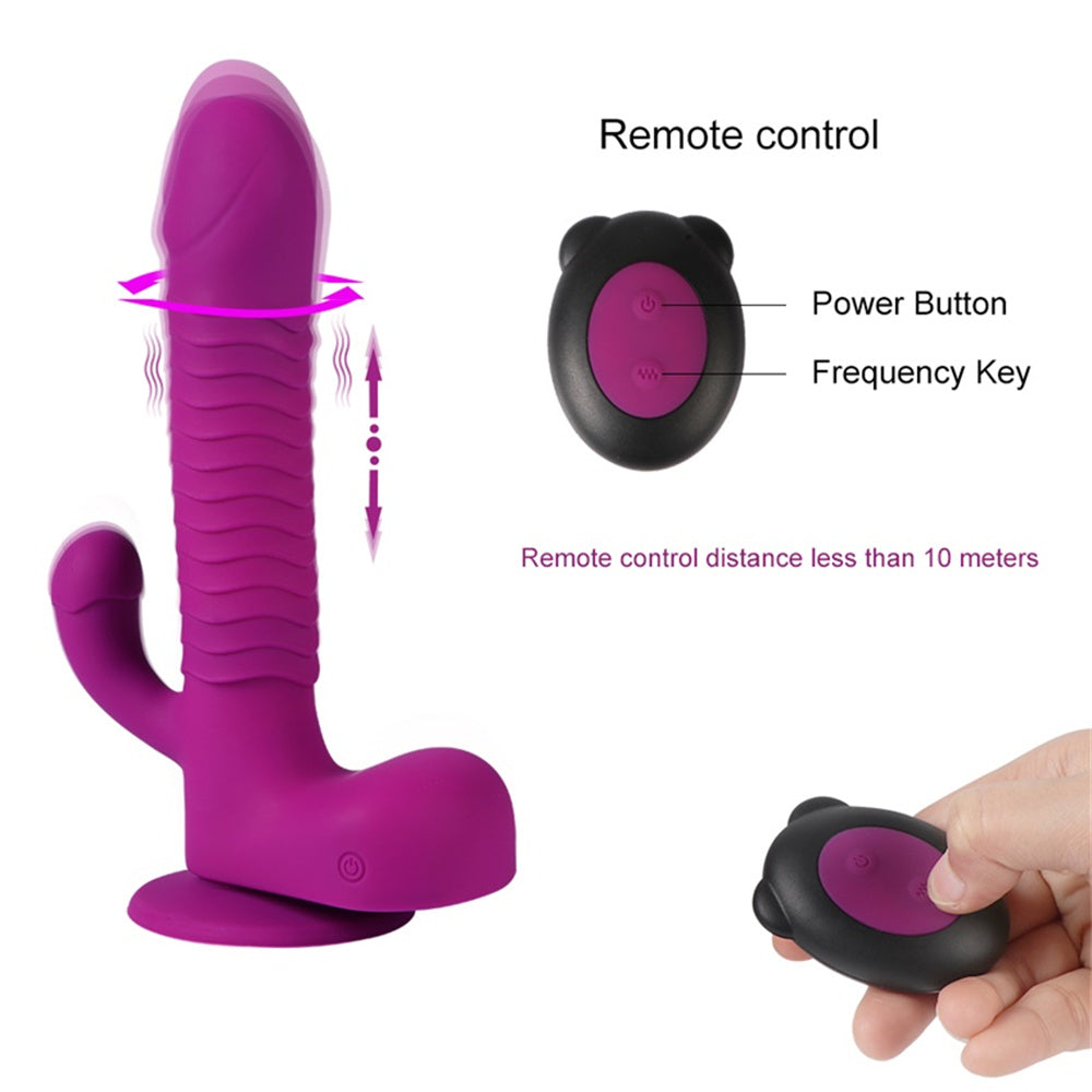 Lurevibe - 360 Degree Rotating Telescopic Dildo Vibrator With Suction Cup Wireless Remote Control