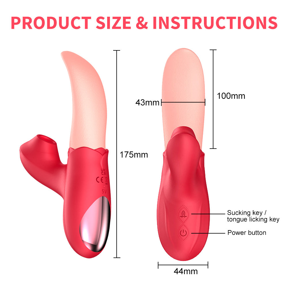 Lurevibe - Rose Generation Ⅱ Tongue Licking Vibrator Clit Sucking G Spot Stimulator Nipple Massager