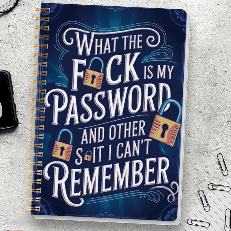 📅Funny Password Notebook - Spiral Bound with Lock Icons