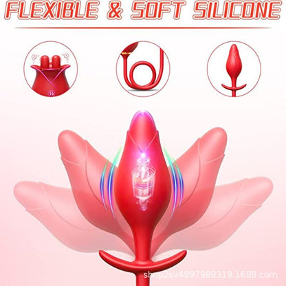 Lurevibe - Romeo Double-pistil Tongue-licking Rose Toy With Vibrating Anal Plug