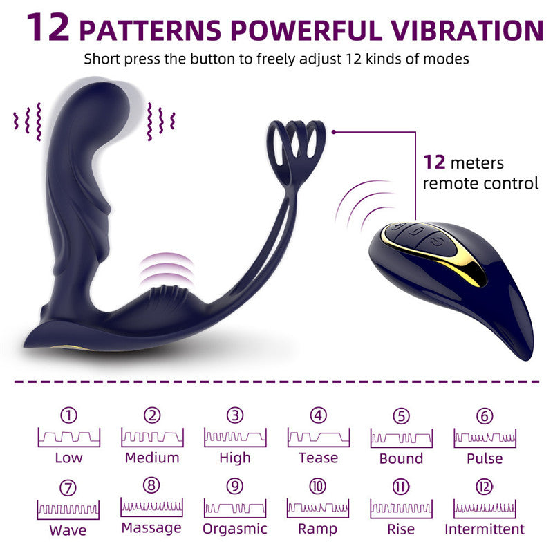 Lurevibe - Wireless Remote Control Male Prostate Vibrating Massager Cock Ring