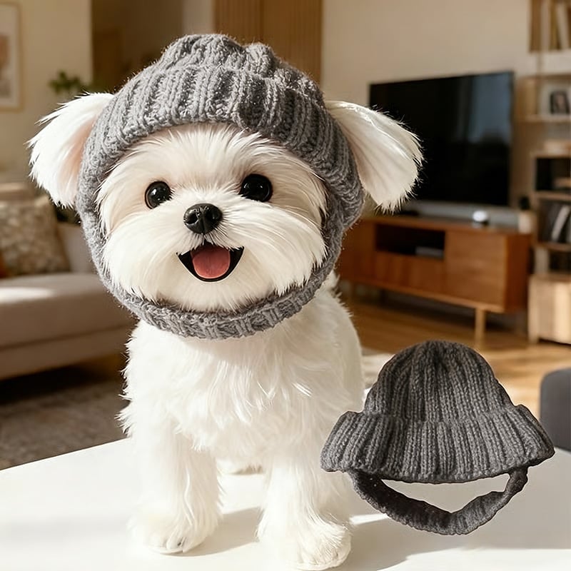 🔥 BUY 2 GET 1 FREE - 🐾Red Wool Knit Dog Beanie with Ear Flaps – Warm Winter Hat