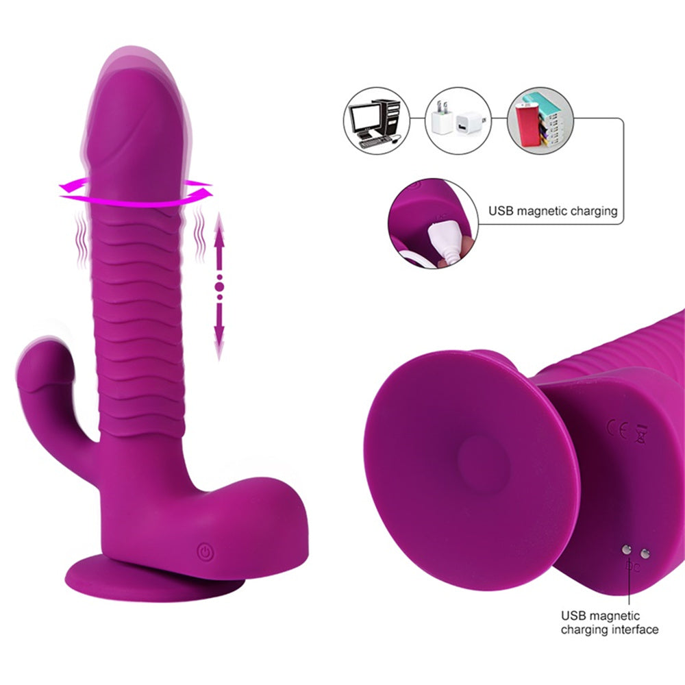 Lurevibe - 360 Degree Rotating Telescopic Dildo Vibrator With Suction Cup Wireless Remote Control