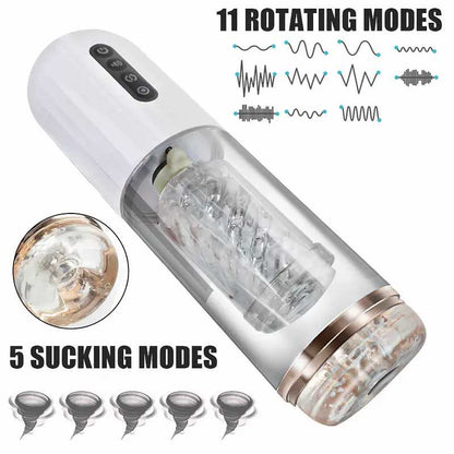 10-Frequency Rotating 10-Frequency Retractable Male Masturbator