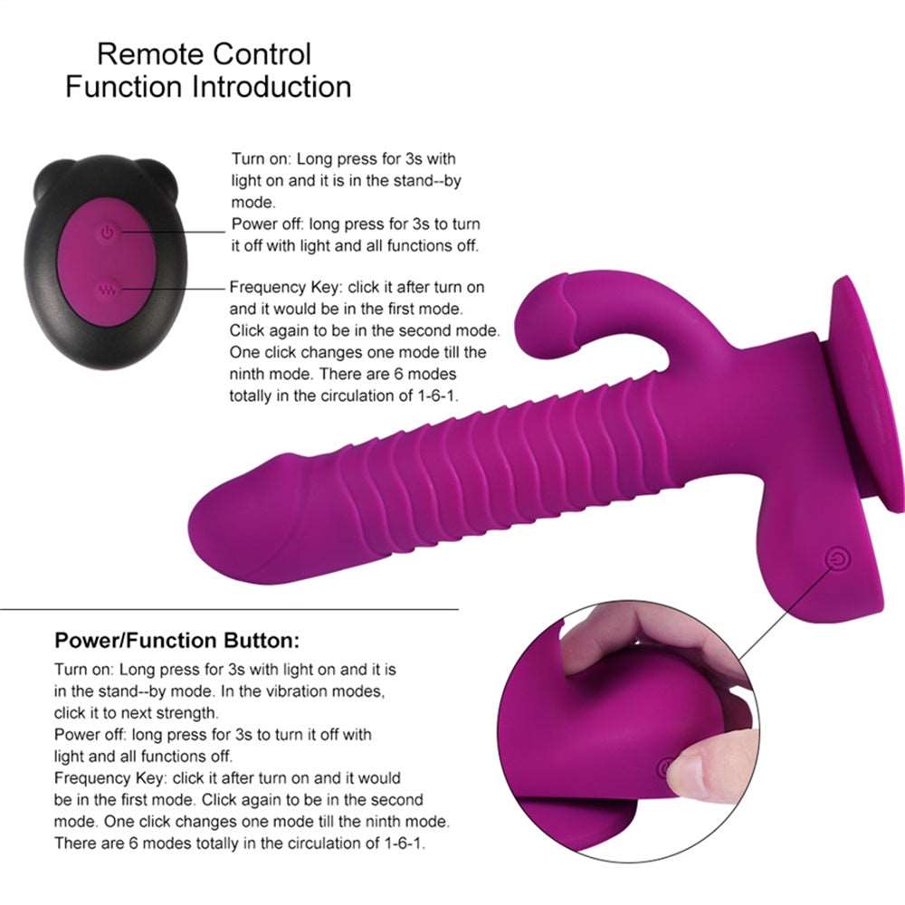 Lurevibe - 360 Degree Rotating Telescopic Dildo Vibrator With Suction Cup Wireless Remote Control