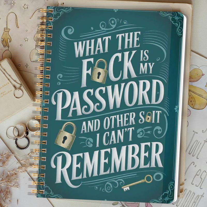 📅Funny Password Notebook - Spiral Bound with Lock Icons