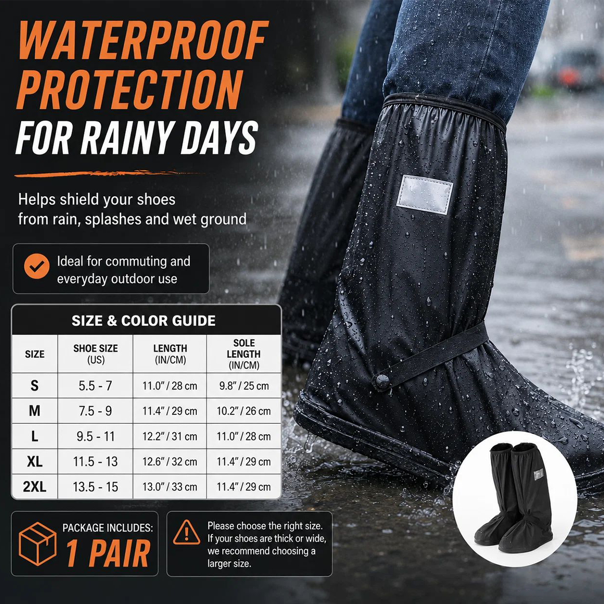 🌧️ Reusable Waterproof Boot Covers for Rain, Mud & Snow