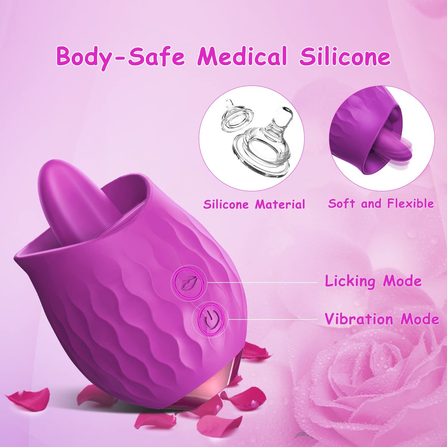 Lurevibe -Rose Toy Vibrator For Wome Clitoral Tongue Licking Vibrator