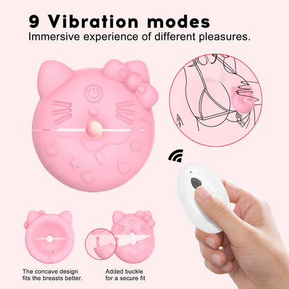 Kitty Cat Nipple Clamp Vibrators Breast Massager with Remote Control