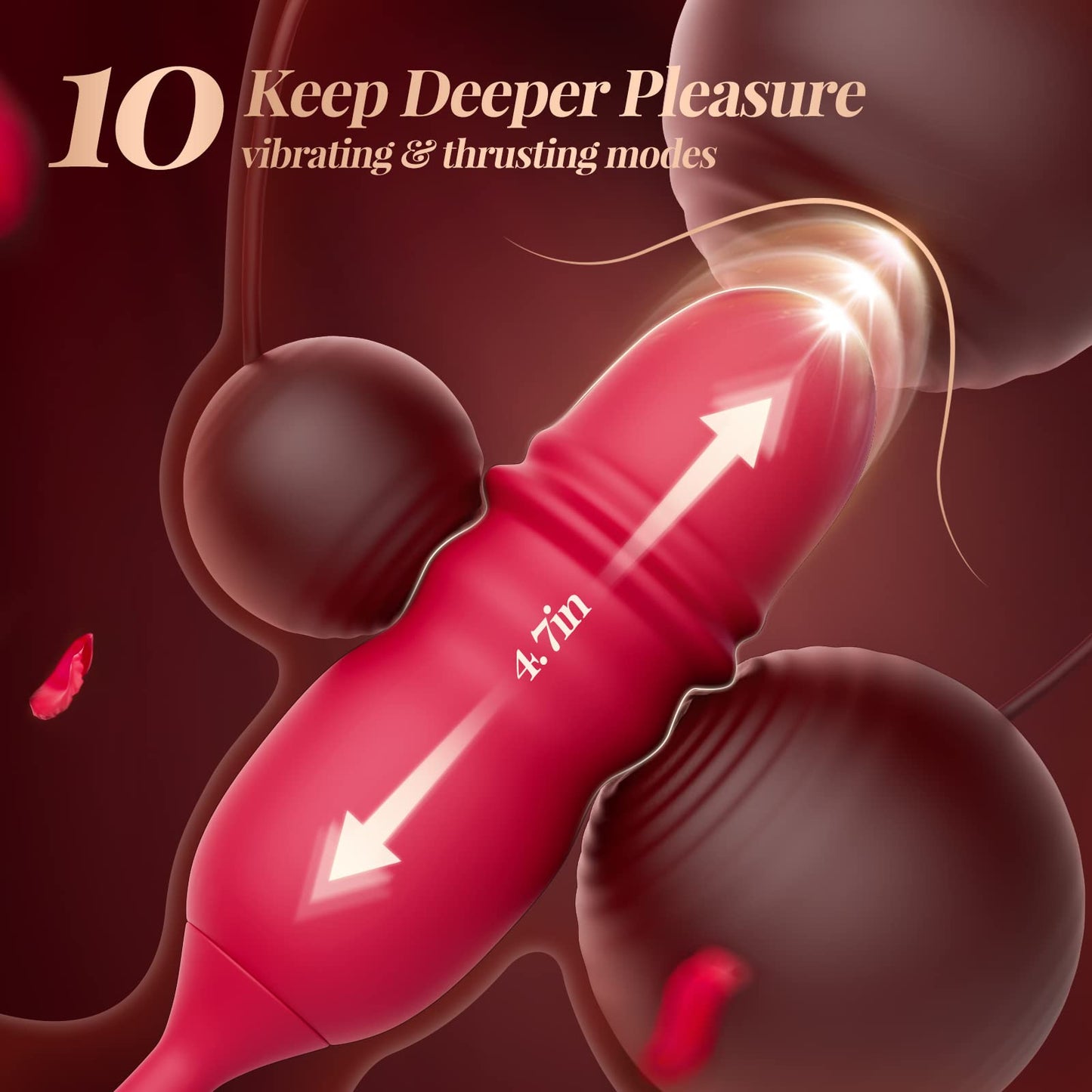 Lurevibe - Rose Romeo 3in1 Dual Tongue Rose Adult Toys Vibrators with 10 Licking & 10 Thrust, Clitoral Nipple Anal G Spot Vibrator