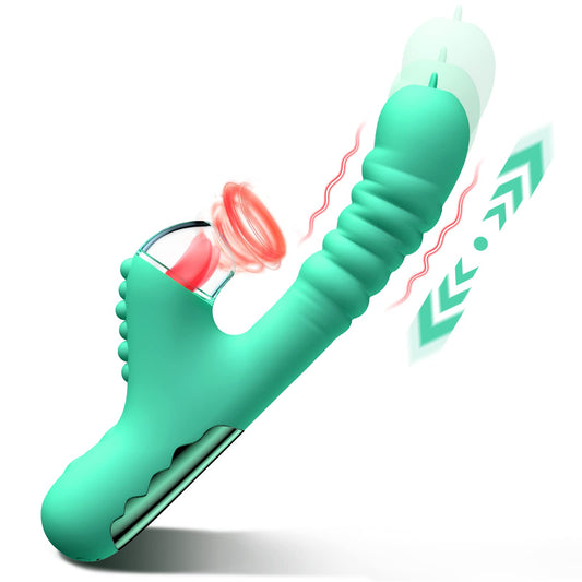 Lurevibe - Small Dinosaur Vibrator - Multi-frequency Telescopic Tongue Sucking Clit Stimulation Vibrator