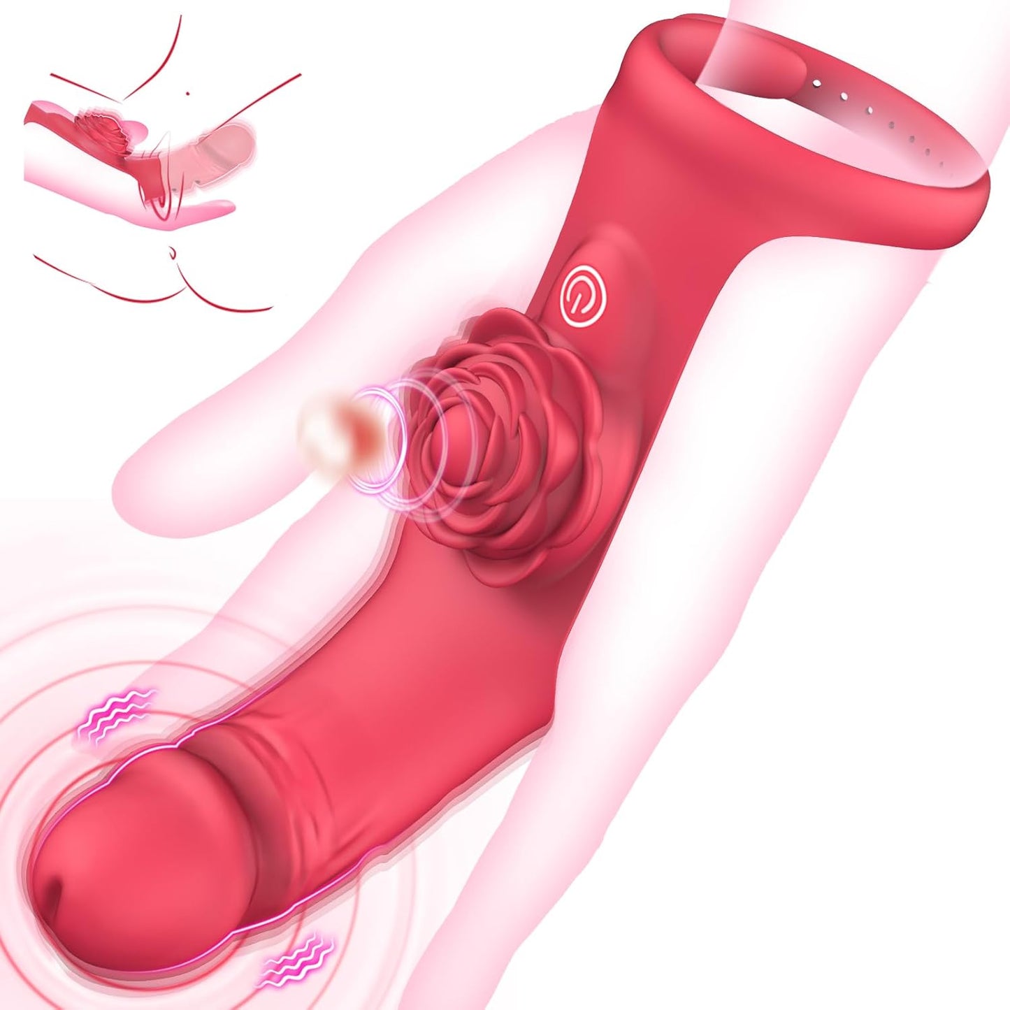 Rose Finger Vibrator 2 in 1 Finger Vibrator 9 Modes G - Spot Stimulation Waterproof