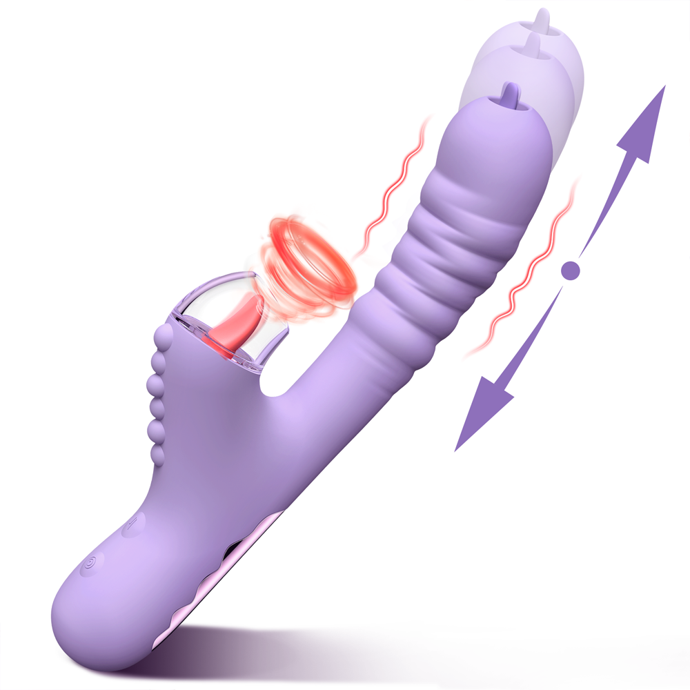 Lurevibe - Small Dinosaur Vibrator - Multi-frequency Telescopic Tongue Sucking Clit Stimulation Vibrator