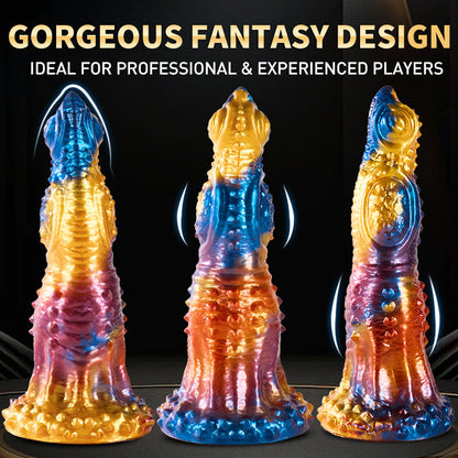 Colorful Golden Phoenix Electric Telescopic Vibrating Dildo With Remote Control