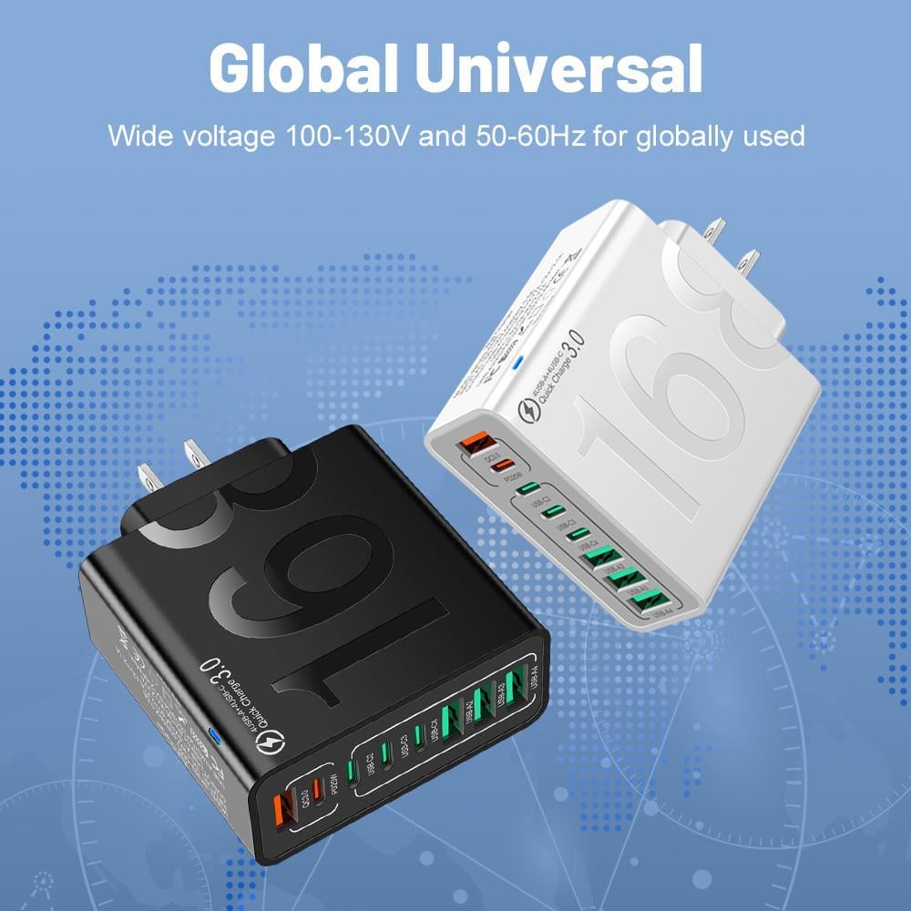 8-Port Smart USB-C & USB-A Fast Charging Hub for Phones & Tablets