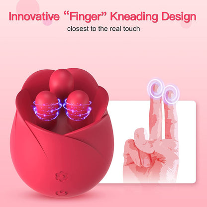 Lurevibe - S475 Three Pistils Tongue Kneading And Vibrating Rose Toy