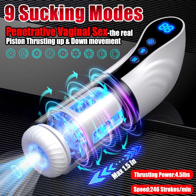 Lurevibe - 3-in-1 Thrusting Rotating Sucking Deep-throat Male Masturbator