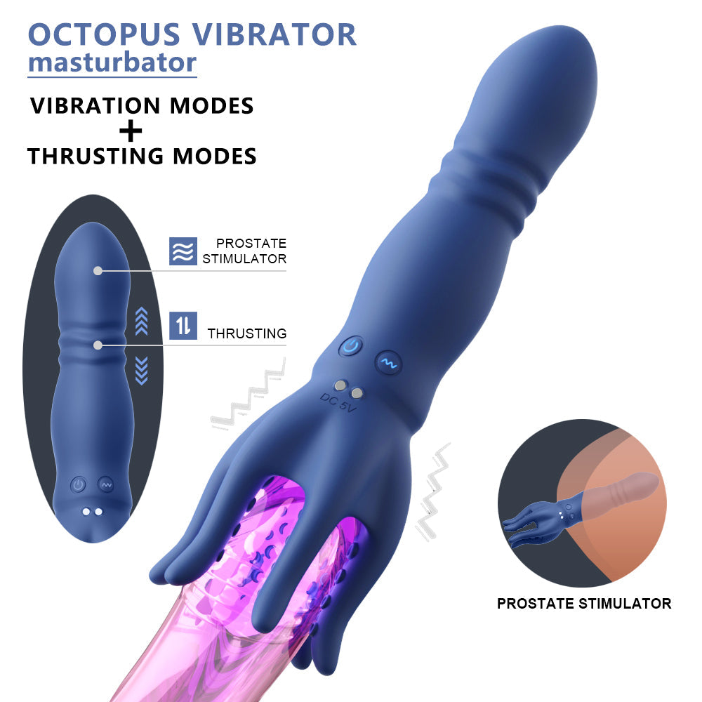 Male Masturbator Penis Vibrator Sex Toy 10 Vibration 3 Thrusting Modes 360°Training Wrapped