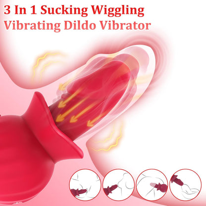 Mouth Vibrators Female Clitoral Vagina Anal Sex Stimulator with 3 Sucking 10 Wiggling & Vibrating Modes