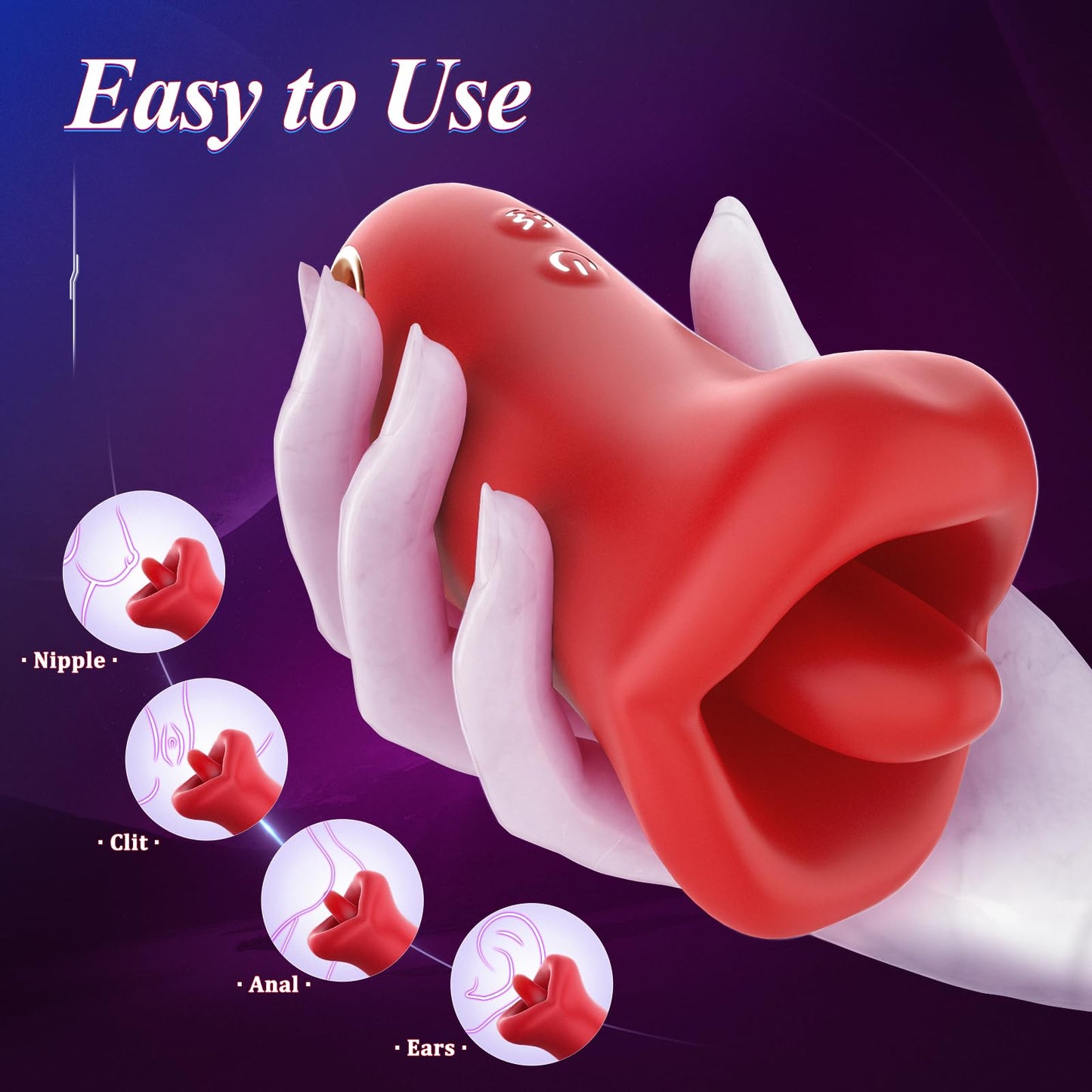 Lurevibe - 3IN1 Handle Mouth-Shaped 10 Tongue Licking Kissing