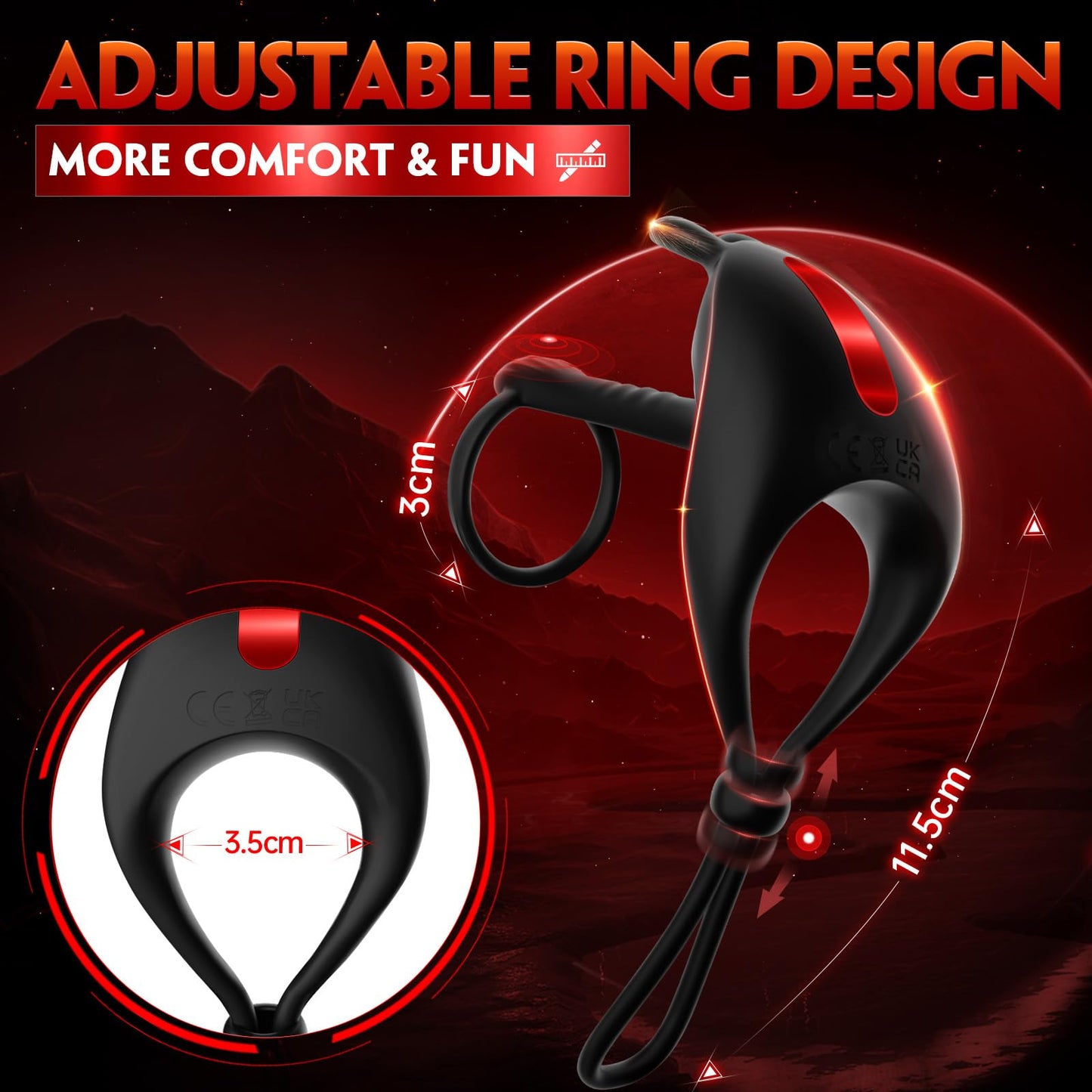 Lurevibe -Bunny RIng Vibrating Cock Ring with 2 Penis Ring Penis Sleeve Mens Sex Toys