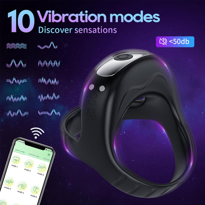 Lurevibe - Vibrating Cock Ring with APP, Triangular Penis Ring with 10 Vibration Modes