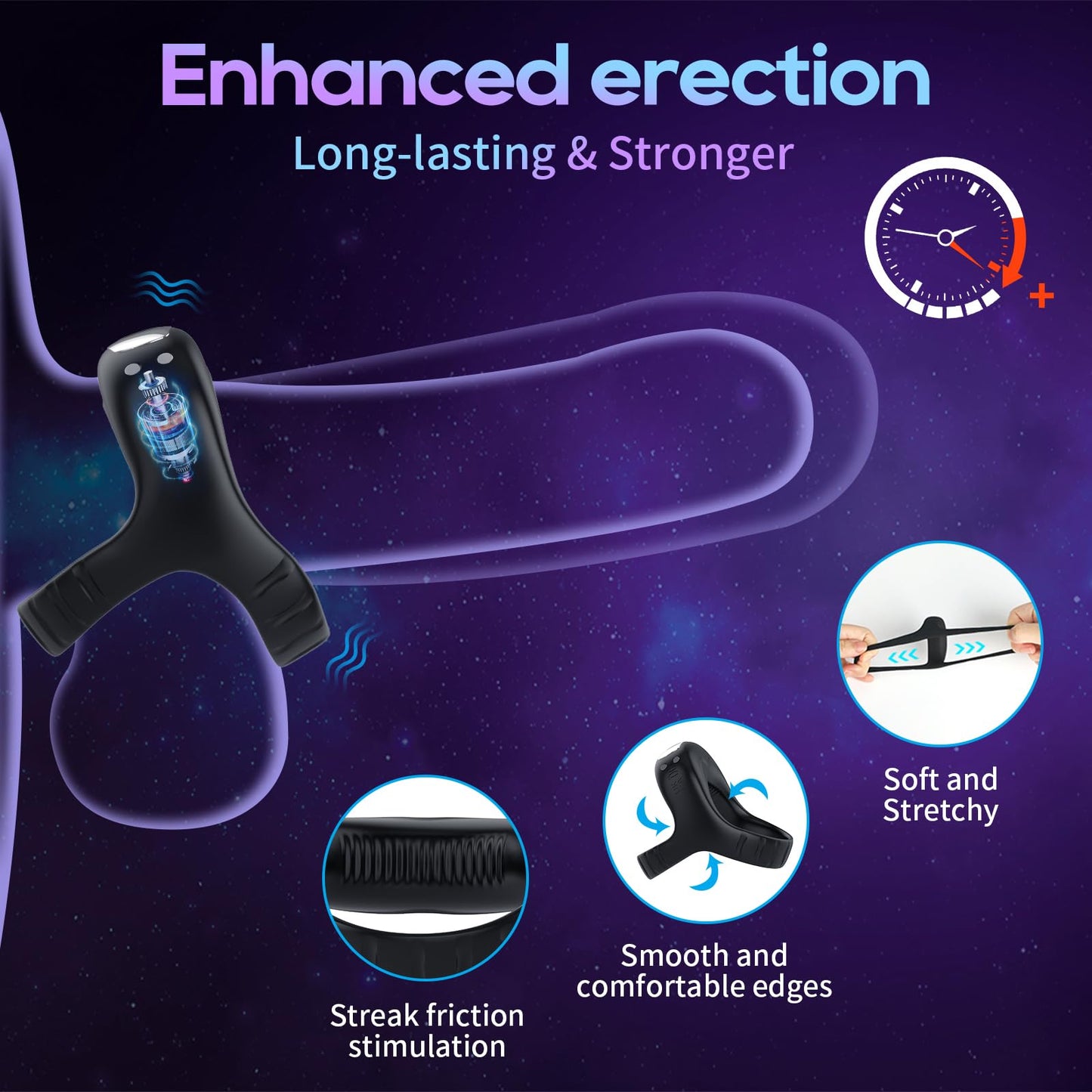 Lurevibe - Vibrating Cock Ring with APP, Triangular Penis Ring with 10 Vibration Modes