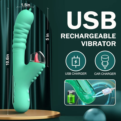 Lurevibe - Small Dinosaur Vibrator - Multi-frequency Telescopic Tongue Sucking Clit Stimulation Vibrator