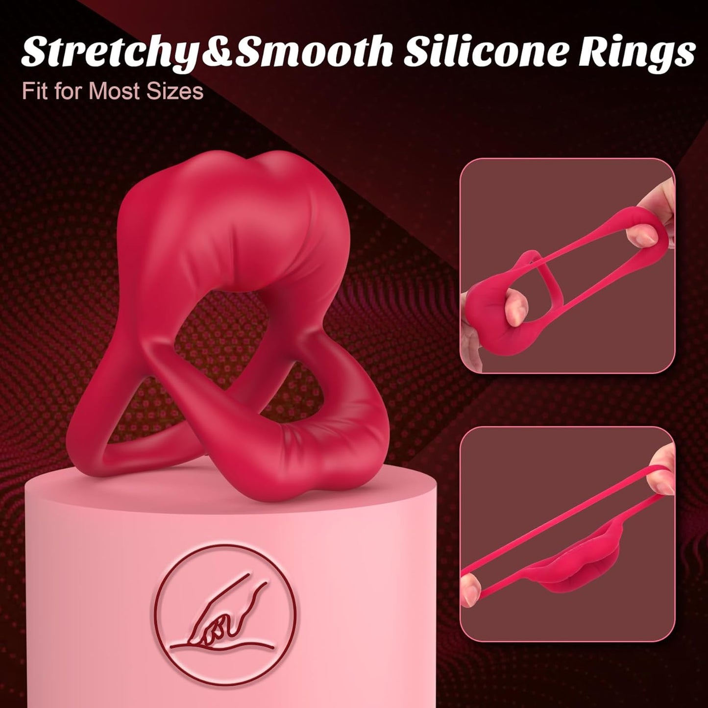 Rose Vibrating Cock Ring with Sexy Lip Clitoris Stimulator