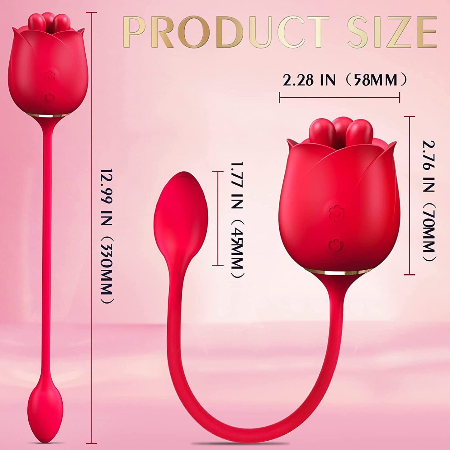 Lurevibe - S475-3 Three Pistils Rose Toy With Vibrating Bud