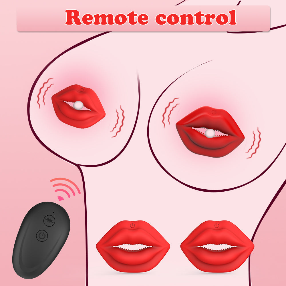 MizzZee Wireless Red Lip Nipple Clamp vibrator With Remote Control Control