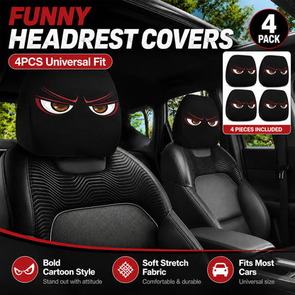 😆 Funny Cartoon Car Headrest Covers – 2PCS Universal Fit