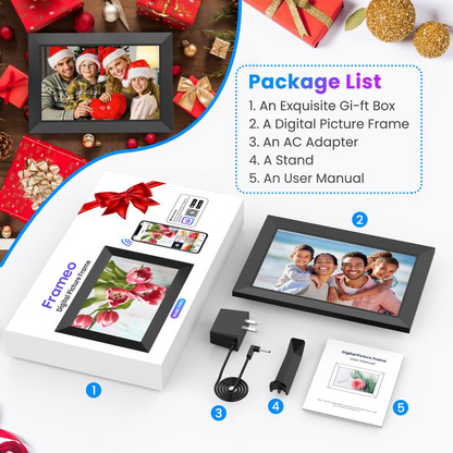 10.1" WiFi Digital Photo Frame – HD Touch Screen, 32GB Storage