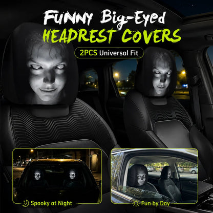 😆 Funny Cartoon Car Headrest Covers – 2PCS Universal Fit