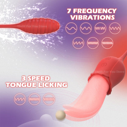 Lurevibe - Mia 2-in-1 Upgraded Tongue-licking Rose Toy With Licking Bullet Vibrator