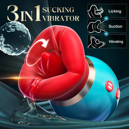 Lurevibe - 3 in 1 App Remote Control Big Mouth Vibrator With 360° Tongue Licking & Sucking & Vibrating